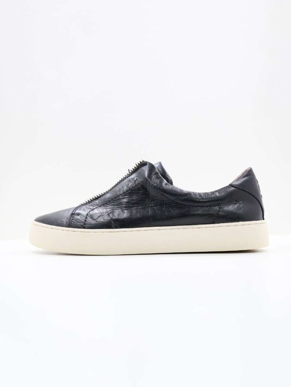 Frye Lena Black Leather Low Zip Top Sneakers - Women's 9